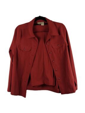 ISLANDER Vintage Rust Poylester Two Piece Button Down Too Straight Leg Pantsuit